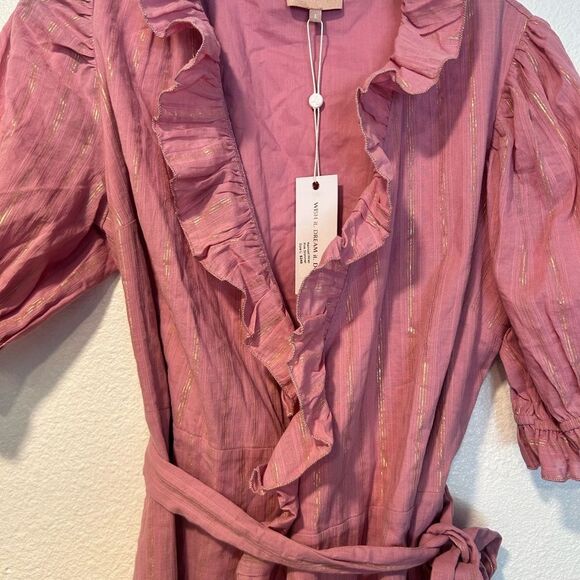 NWT  Kate Leigh Railroad Cotton Wrap Dress - Picture 4 of 5